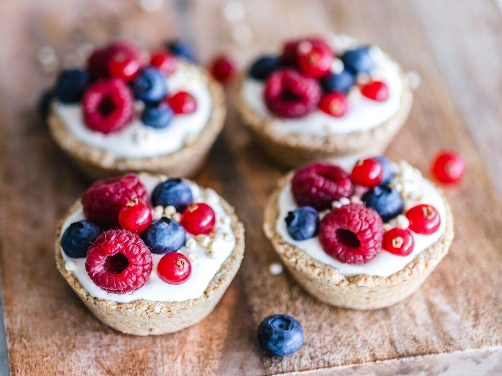 Red and blue berries make for a nutritious and cheap treat for a patriotic themed Fourth of July party.
