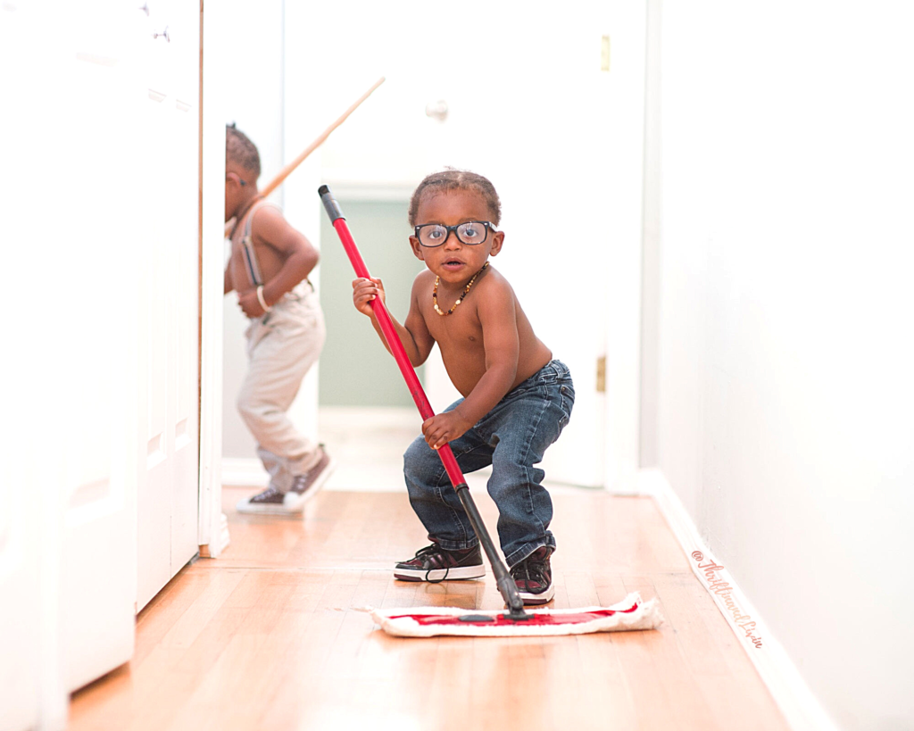 Even family members as young as toddlers can help you clean your house.