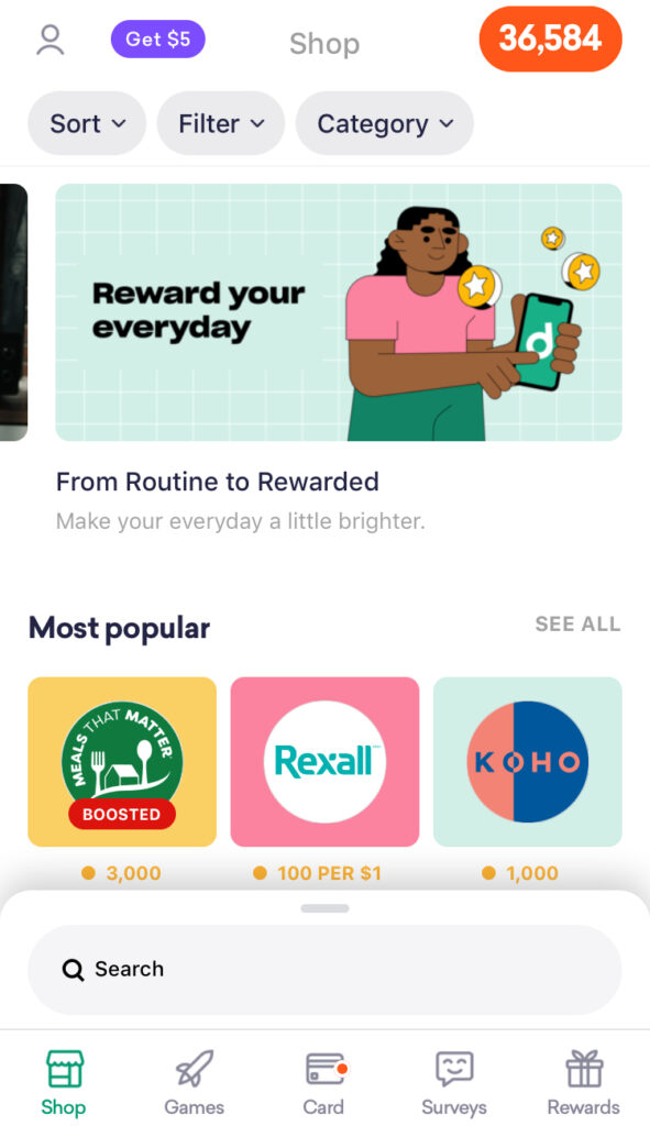 Drop is another amazing cash back app that lets you earn cash back on purchases, plus offers games and surveys to help you earn even more.