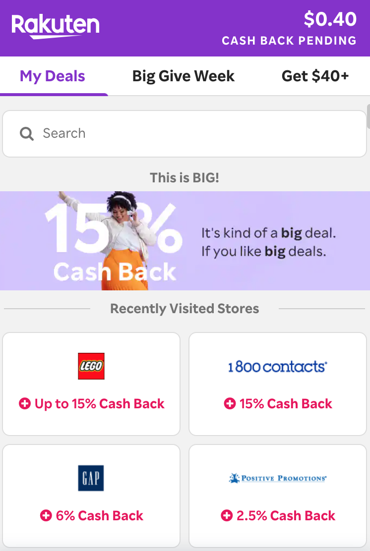 Rakuten offers an app and browser extension to help earn more cash back on your purchases.