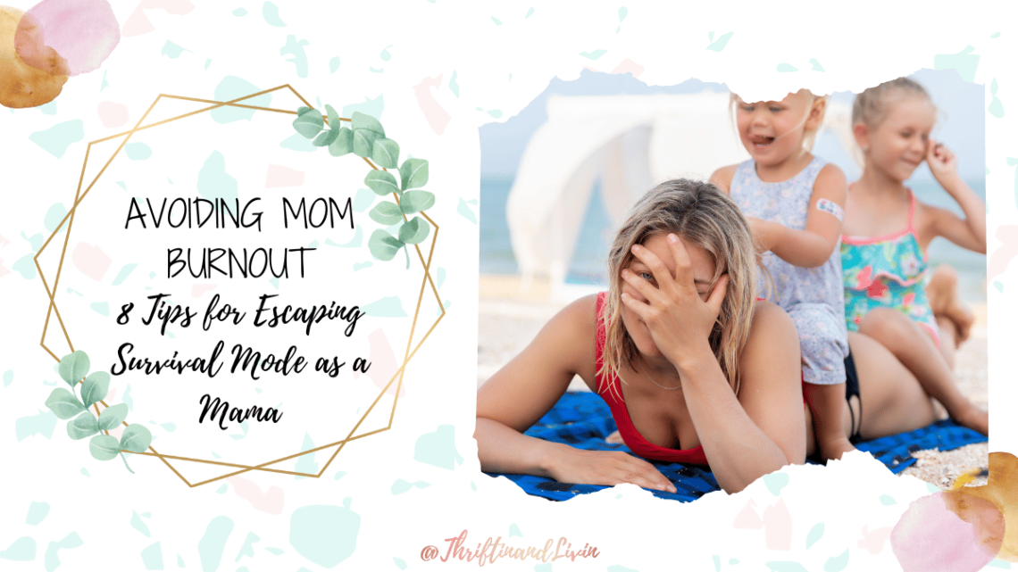 An overwhelmed mom surrounded by chores and responsibilities, highlighting the challenges of avoiding mom burnout and the importance of strategies for prevention.