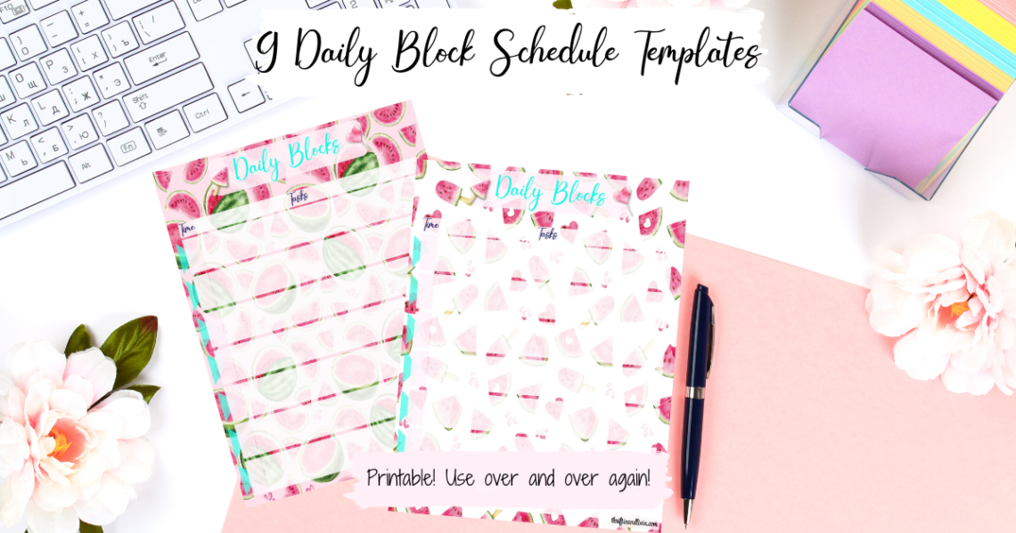 Watermelon Daily Block Schedule Printable Template