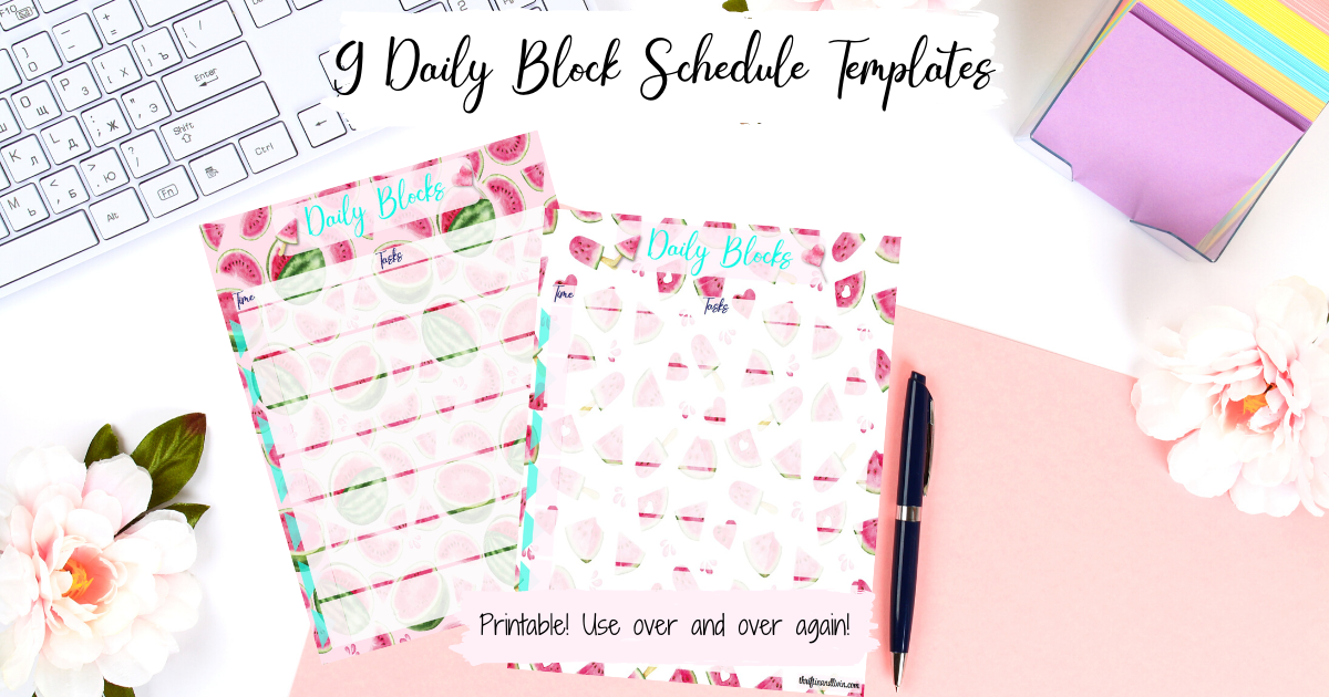 Daily Block Schedule Templates INSTANT DOWNLOAD US Letter Size Pink Time Blocking Printables